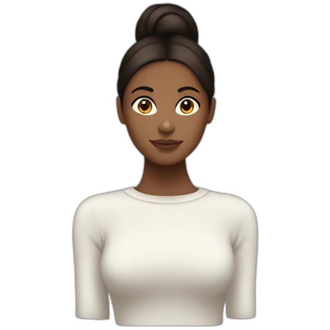 Femme au cheveux lisse marron et à la peau blanche qui porte un pull noir emoji