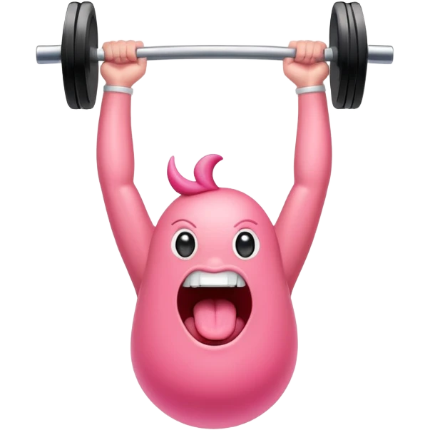 a cartoon tongue lifting an olympic barbell above its head, expressive and playful emoji
