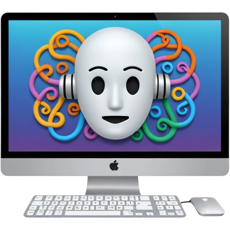 AI webflow on a computer - really complicated, no faces emoji