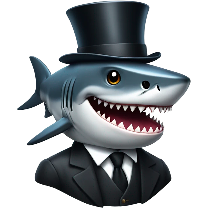 Shark with a top hat emoji