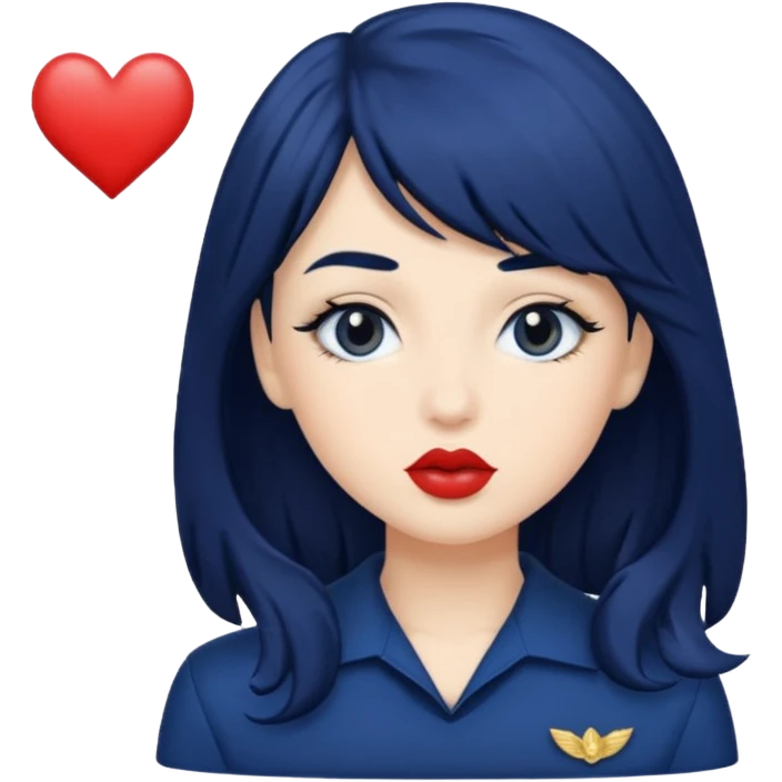 Navy blue kiss, navy hair emoji