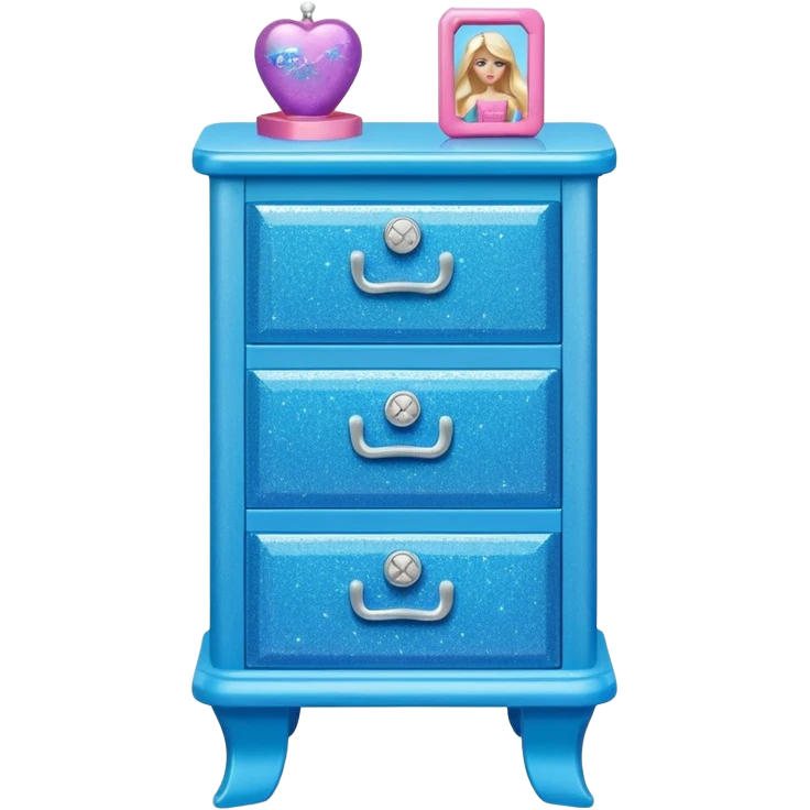 barbie nighstand blue with glitter emoji