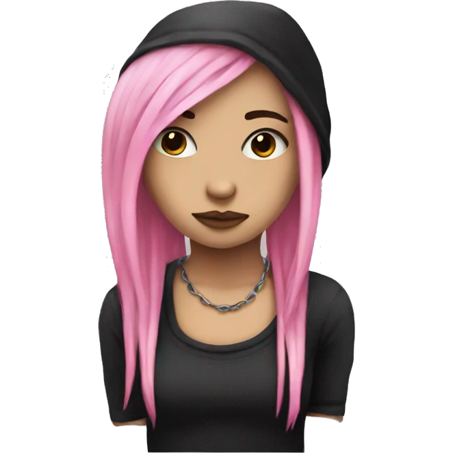 Emo girl with a pink strand emoji