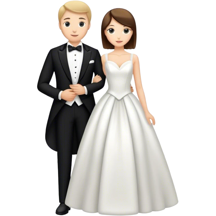 Caucasian couple in tuxedo and gown posing together  emoji