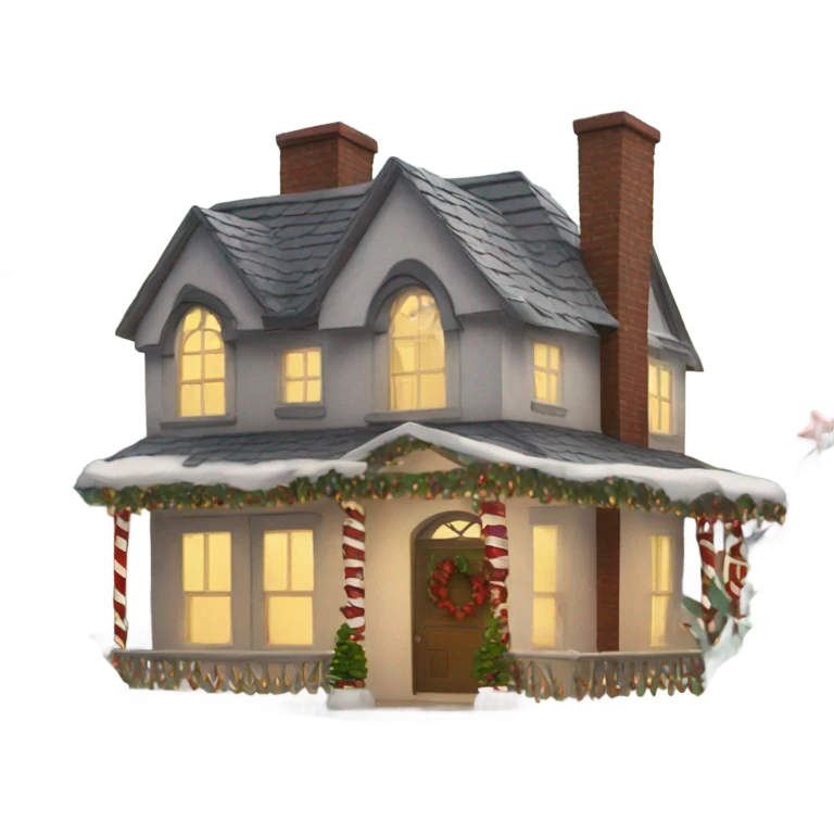 House with Christmas decorations  emoji
