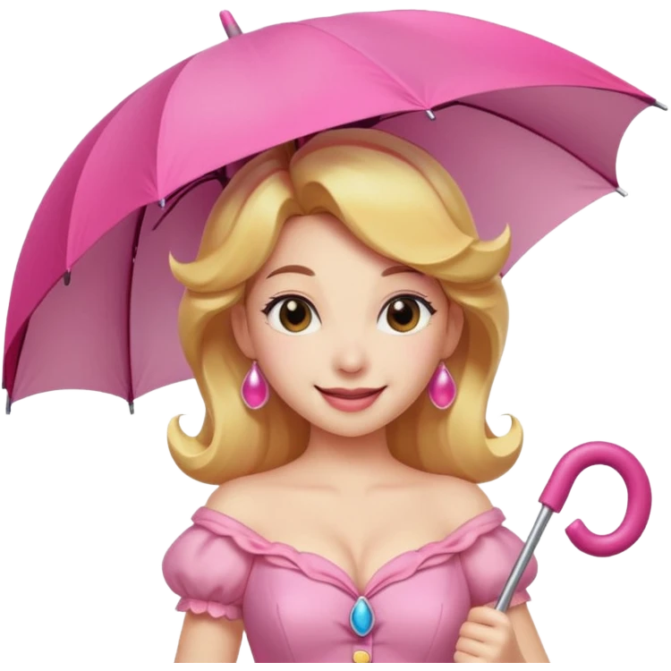 princess peach with a pink umbrella  emoji