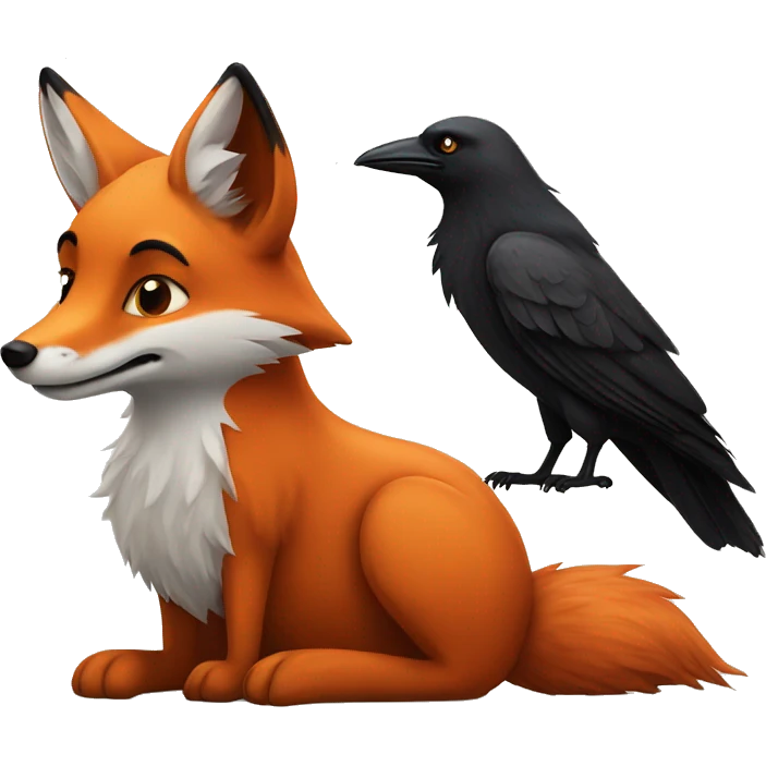 realistic fox and crow emoji