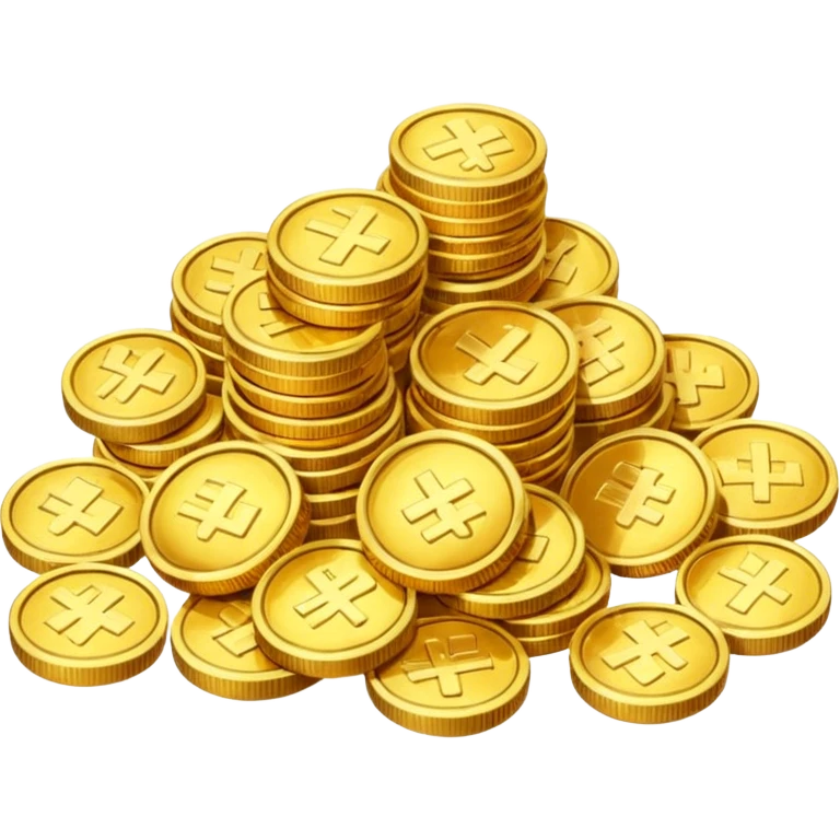 lots of coins, chinese emoji
