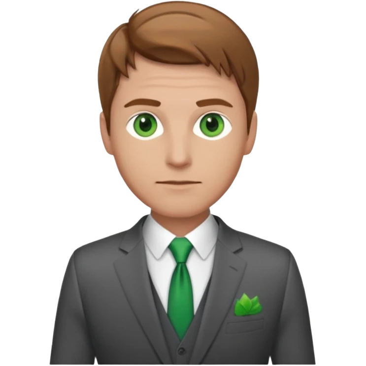 male 40 in cool suit, green eyes, light brown hair emoji