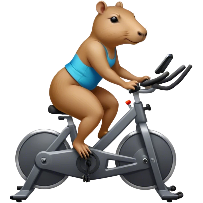 Female Capybara at the gym on an indoor bike emoji
