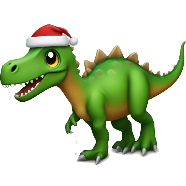 Dinosaur with christmas emoji