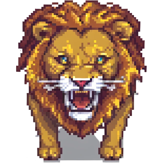 roaring lion pixel art emoji