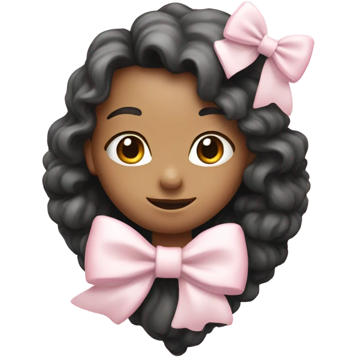 Pastel pink heart with white bow emoji