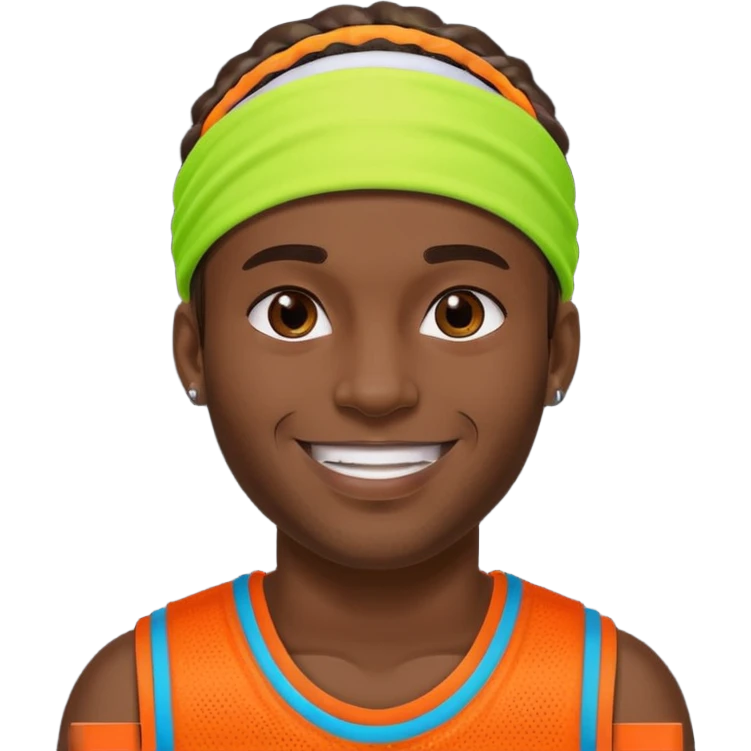 Basketball guy with neon headband emoji