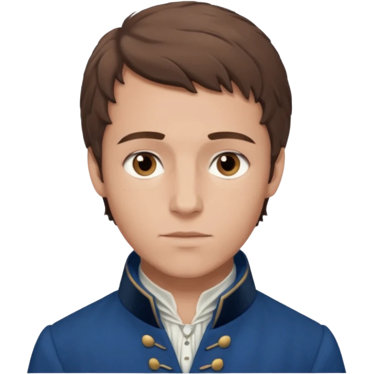 Marius From Les Miserables with light skin, brown eyes, Brown Hair, blue outfit emoji