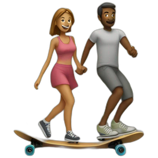 Husband and wife longboarding emoji