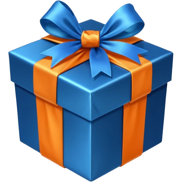 crystal orange gift box with blue ribbon emoji
