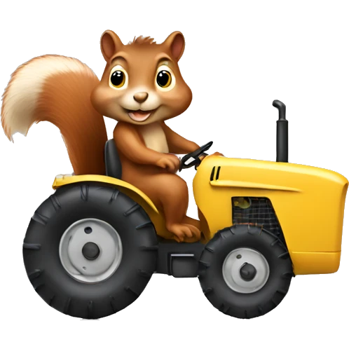 Squirrel riding tractor emoji