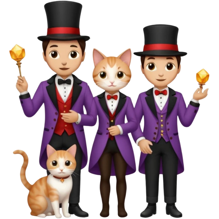 magician couple and their pet cat emoji