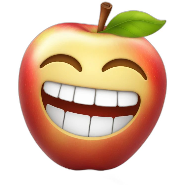 Apple with a big smile emoji