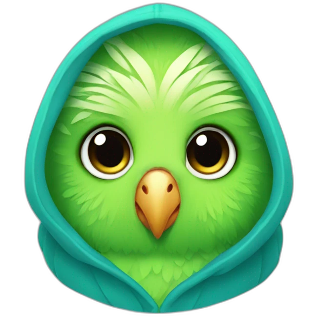 Parakeet wearing a hoodie emoji