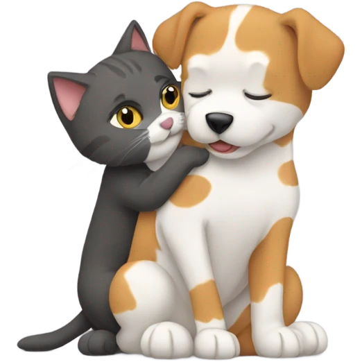 Dog and cat hugging each other  emoji