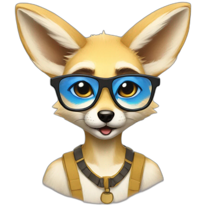 anthro fennec with glasses and mohawk haircut emoji