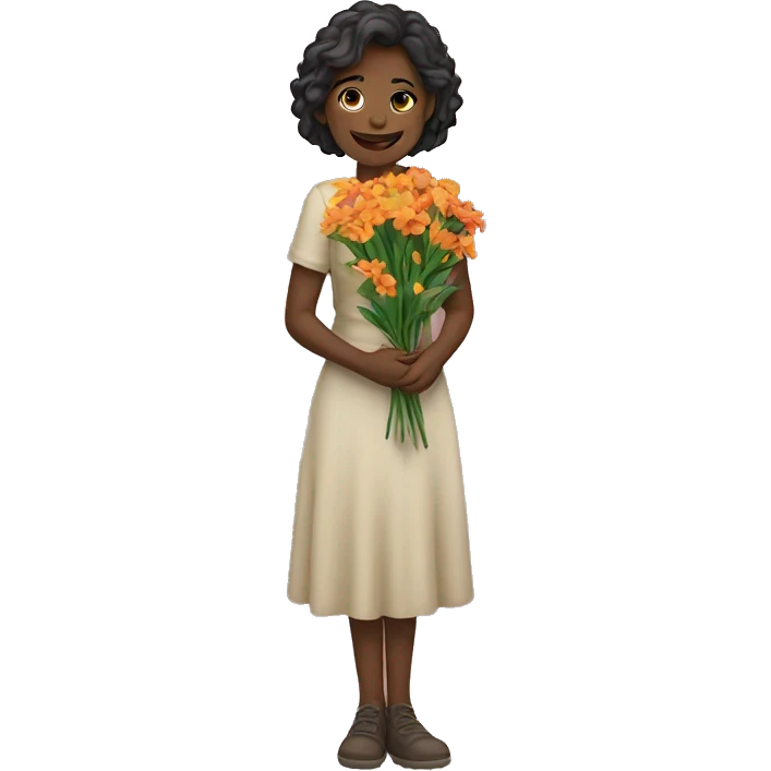 girl holdjng flowers emoji