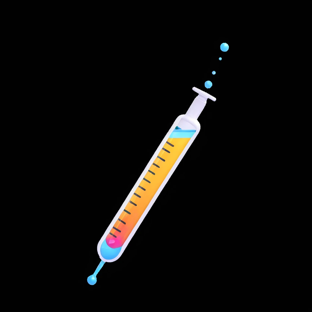 medical syringe with a droplet at the tip, representing an IVF trigger shot, clear and friendly emoji style emoji