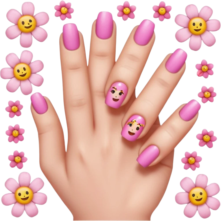 nails emojis, nail artist flowers all pink and aesthetic emoji