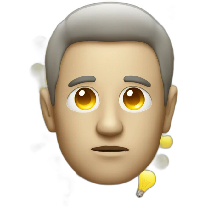 Pensive face with light bulbs at the head emoji
