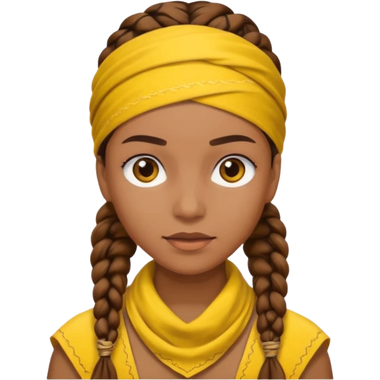 woman with brown braids and a yellow bandana emoji