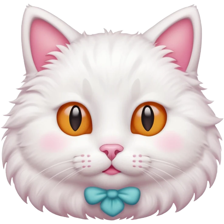 white cat that has pink cheeks emoji