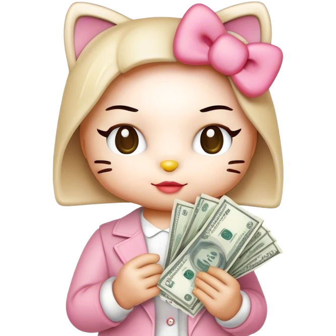 Hello kitty with money bills  emoji
