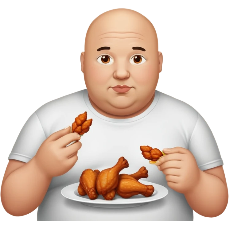 Fat bald man eating wings emoji