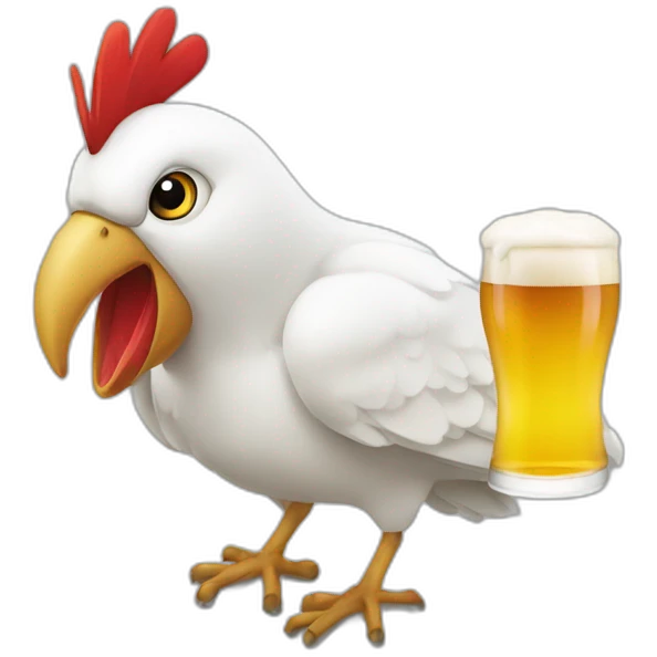 Un oiseau blanc qui boit une beer emoji