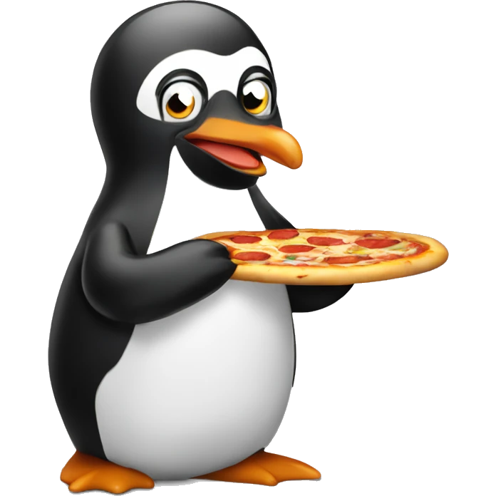 Pinguin making a pizza emoji