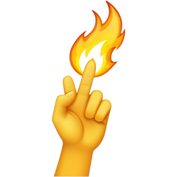 yellow finger pointing up with text "THIS" and flames in the background emoji