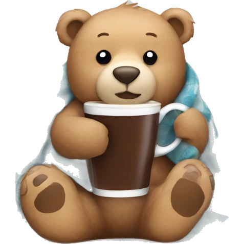 Bear with hot chocolate in blanket  emoji