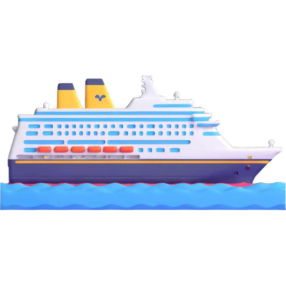 cruise ship on ocean emoji