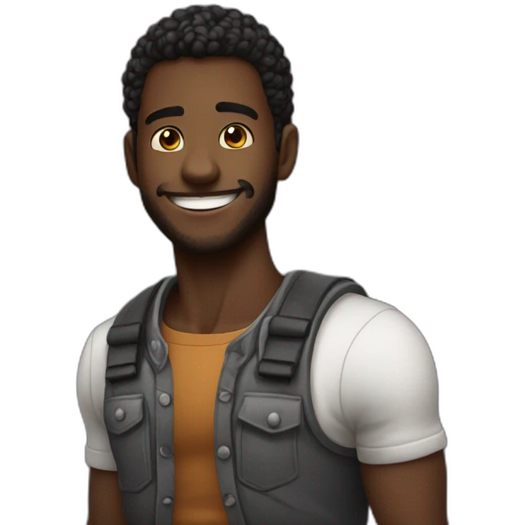 homem negro forte com sorriso perfeito e lindo emoji