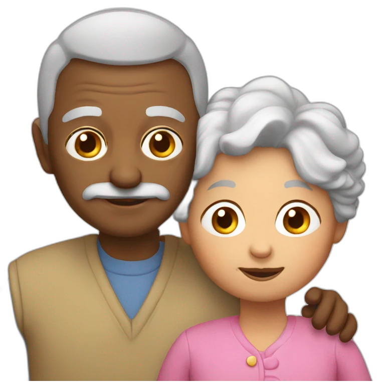 Granny with grandfather emoji