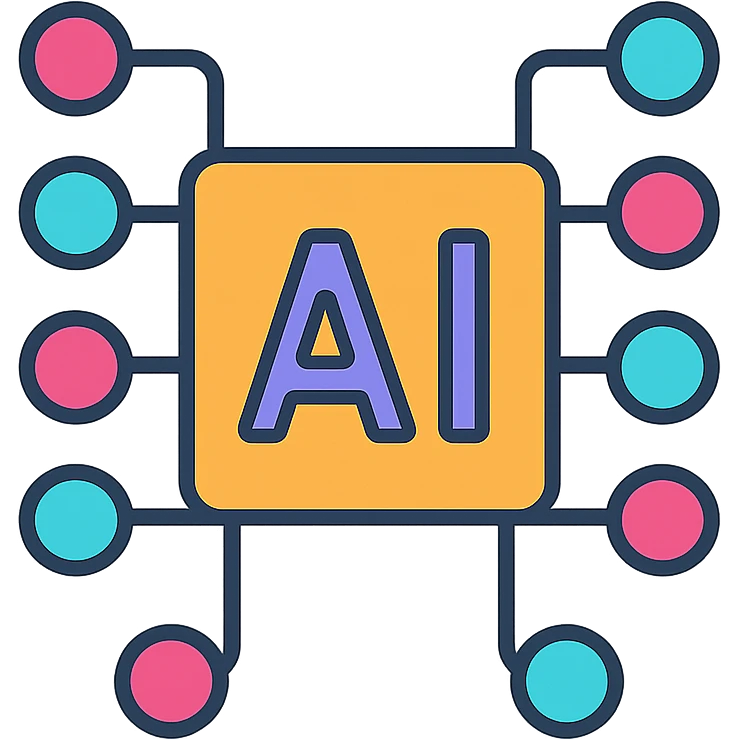 AI neural network icon, color outline style, geometric emoji