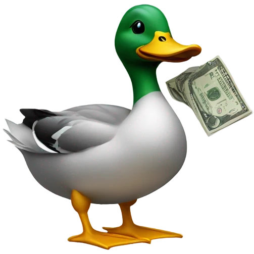 Duck holding money emoji
