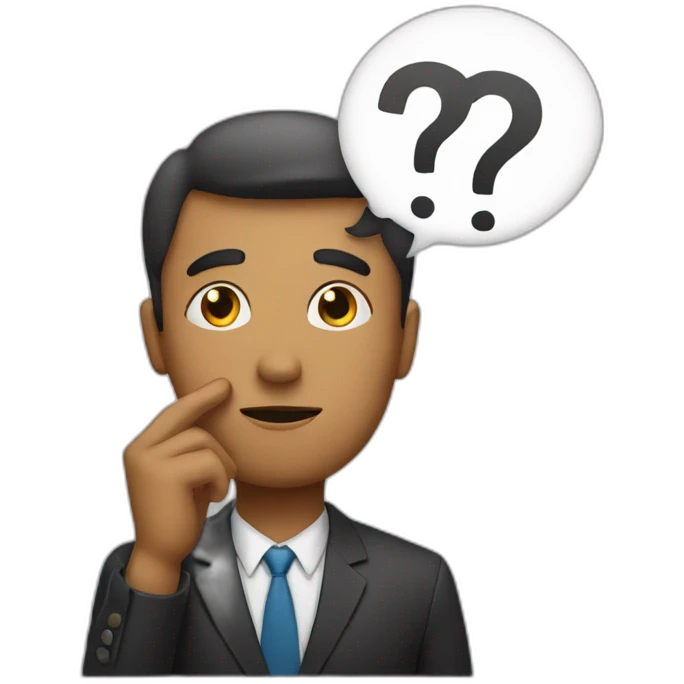 a man that is thinking with question mark above his head emoji