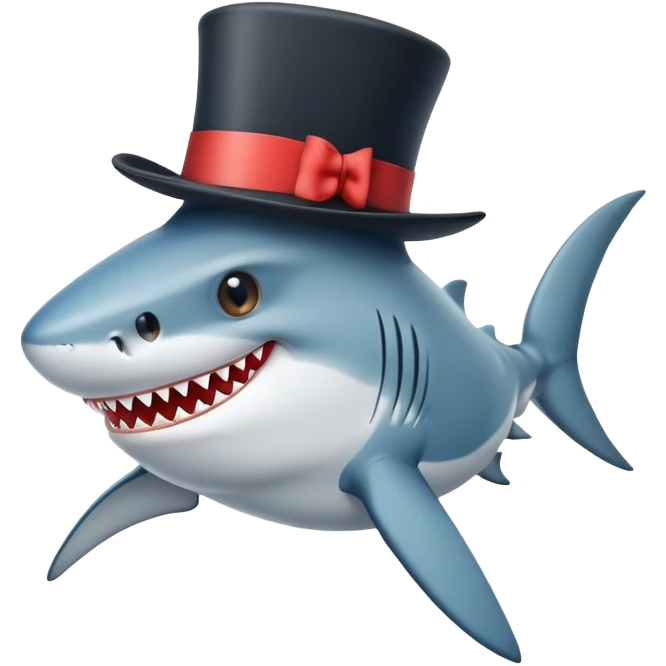 Shark with a top hat emoji
