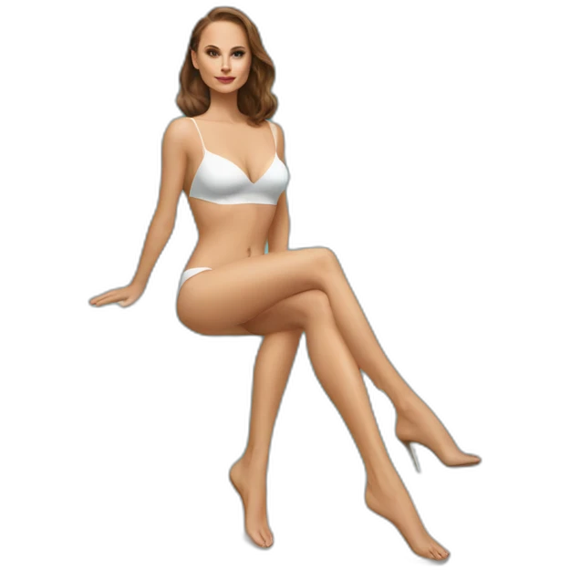 sexy natalie portman back on high heels swimming suit long legs posing relax rude emoji