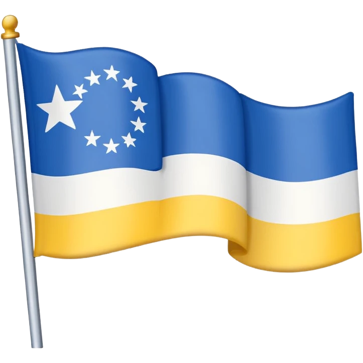 A flag with Blue on top than in the middle White and on the bottom yellow emoji