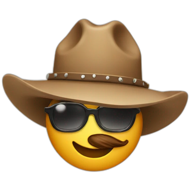 emoji with cowboy hat and glasses emoji