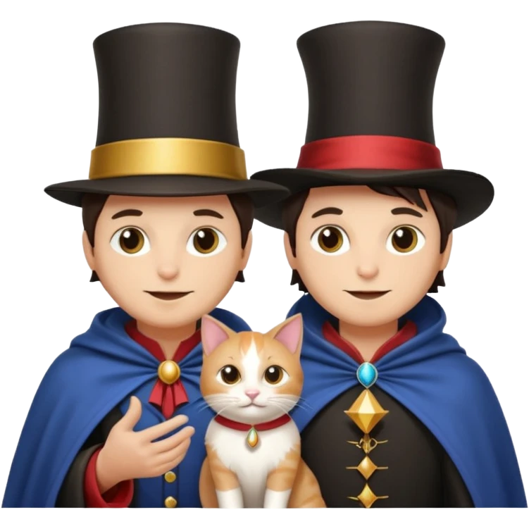 magician couple and their pet cat emoji
